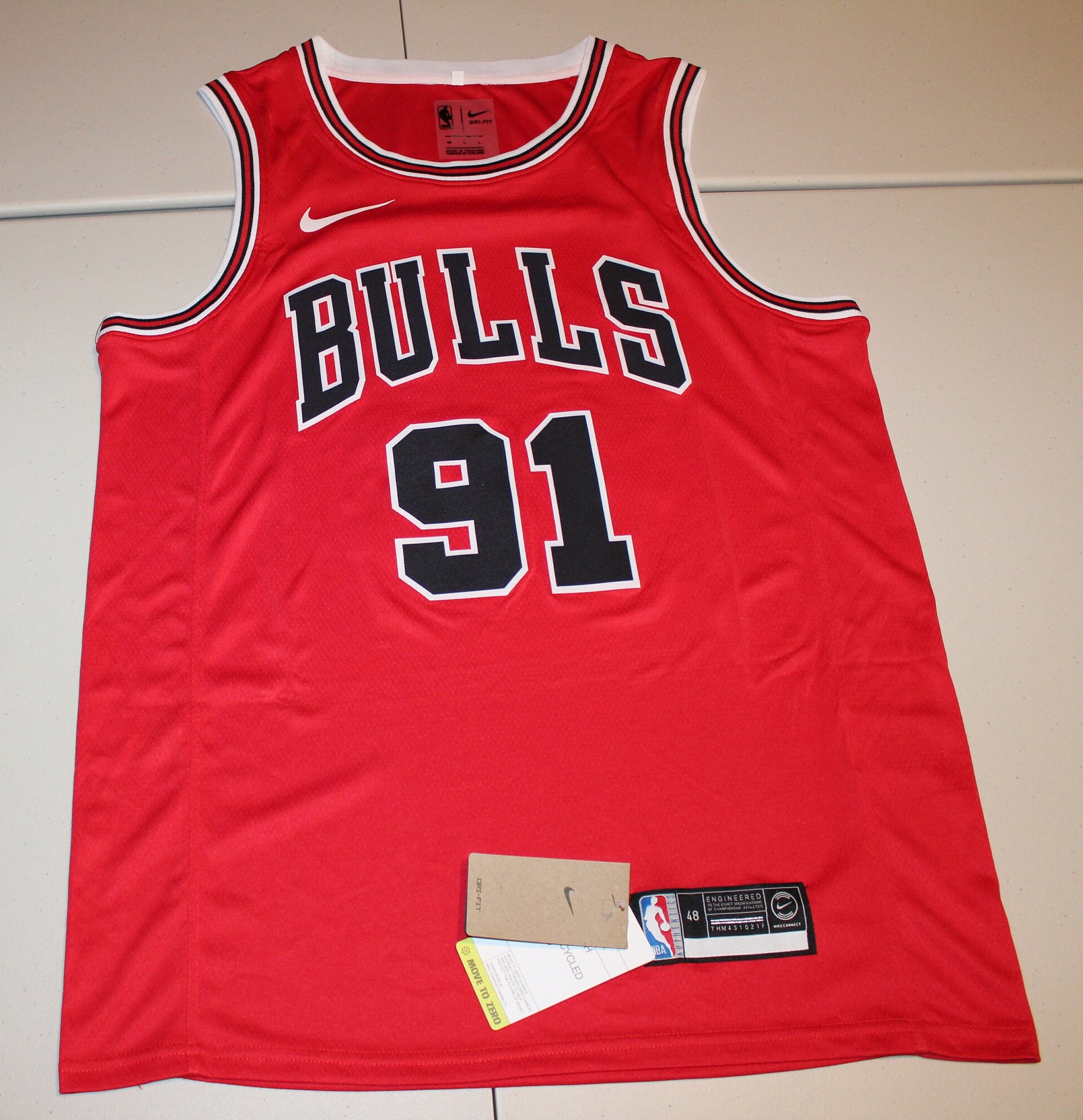 Art Chicago Bulls Dennis Rodman #91 Nba Great Player Throwback