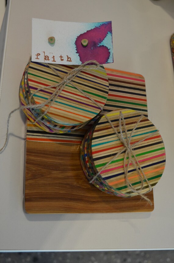 Pencil/ Wood Coasters Etsy Australia