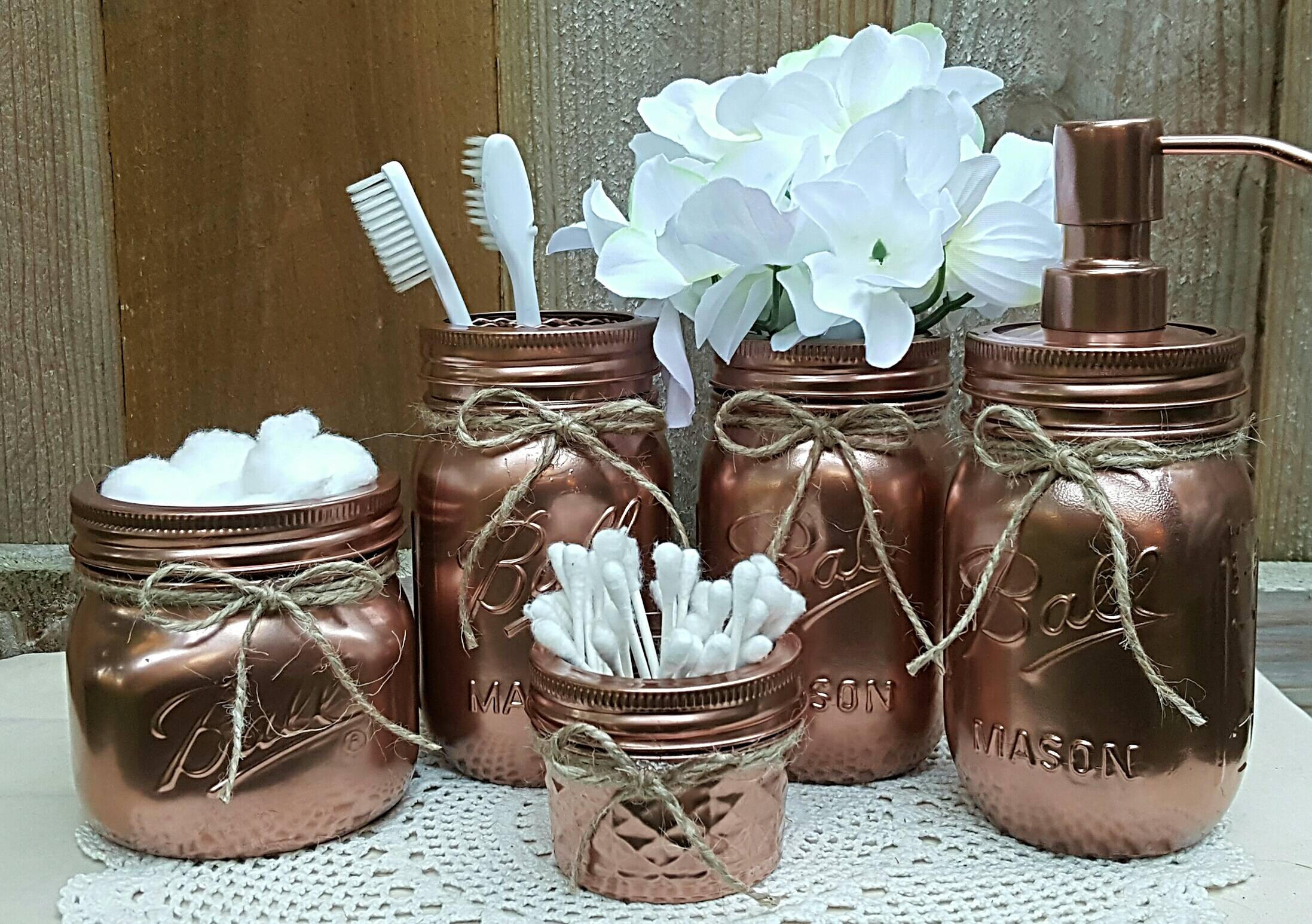 5 Stück Einmachglas Badezimmer-Set Badezimmer-Satz Bad | Etsy