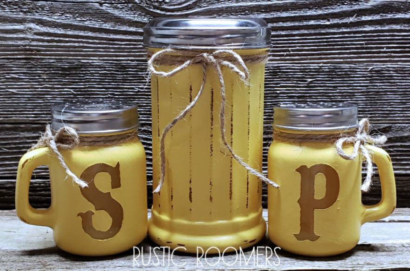 Rustic Mason Jar Salt / Pepper / Sugar Set Farmhouse Decor Etsy