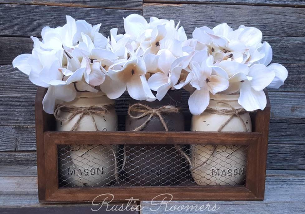 Mason jar box mason jars rustic decor mason jar Etsy