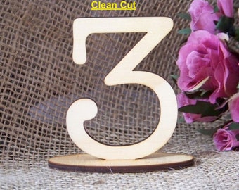 7.5cm Wooden Table Number SETS with base, Freestanding by VividLaser-A
