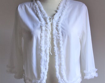 Kayser sur mesure vintage 1950s blanc veste à volants taille de lingerie M