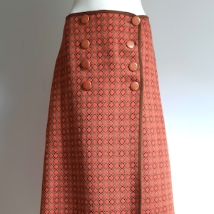 Welsh Woollens vintage 1970s coral brown tapestry long skirt free size