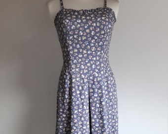 Laura Ashley vintage 1990s multicolour floral sleeveless summer midi dress size 36/38