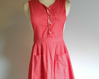 Betty Barclay vintage 1970s red checked apron dress small size