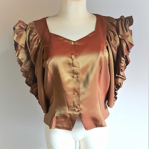 Vera Mont vintage 1980s brown draped puff sleeves blouse size 38/40
