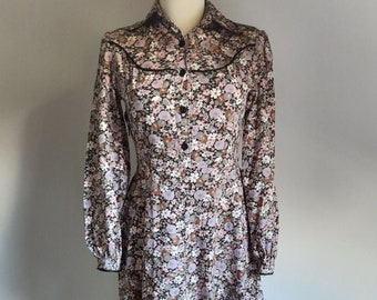 Vintage 1980s multicolour floral dress gunne sax prairie style size 36