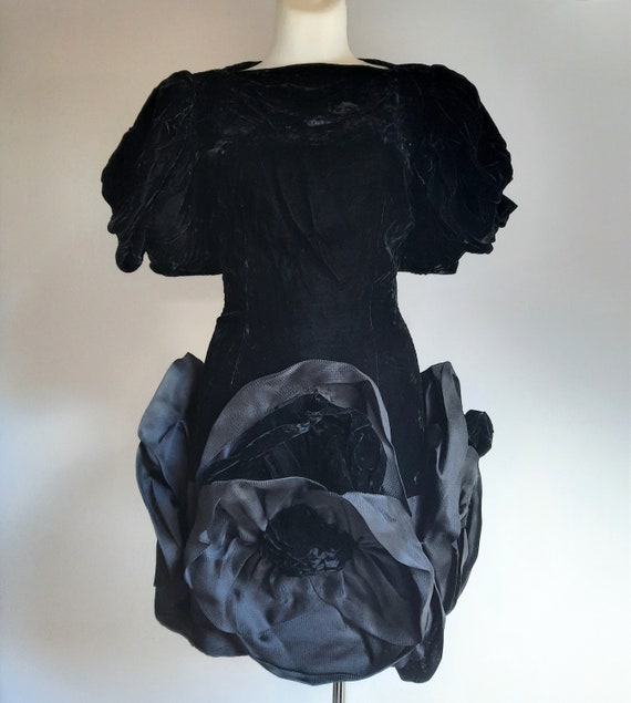 Vintage 1980s Paul Louis Orrier black velvet silk… - image 2