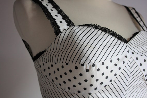 Vintage 1970s Moni Moden white black polka dot st… - image 3