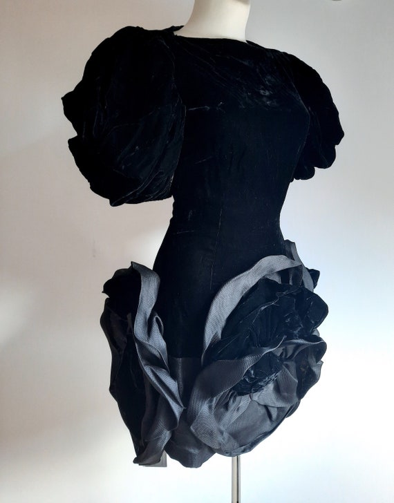Vintage 1980s Paul Louis Orrier black velvet silk… - image 1