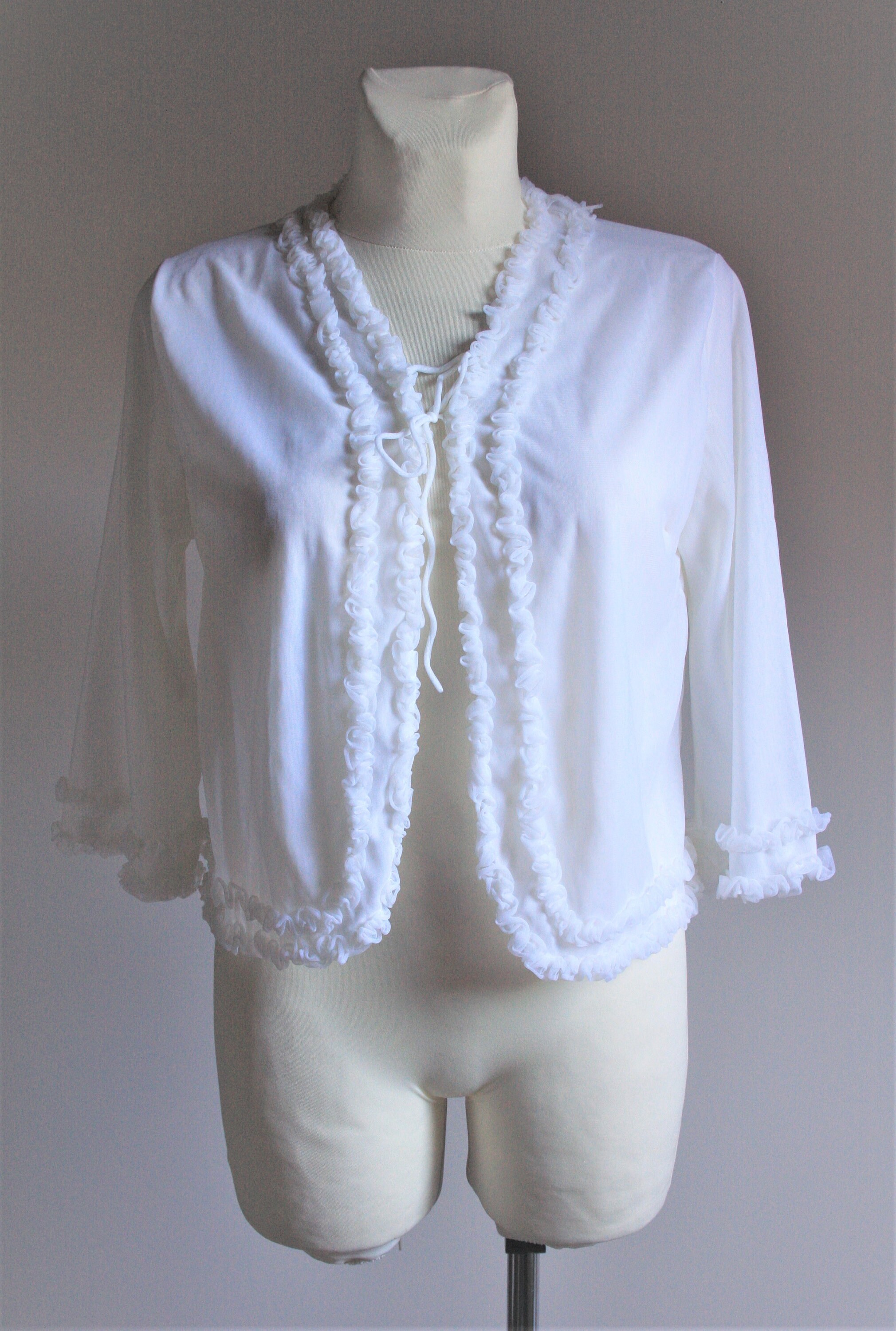 Kayser Tailored Vintage 1950s White Nylon Ruffle Bed Jacket Etsy