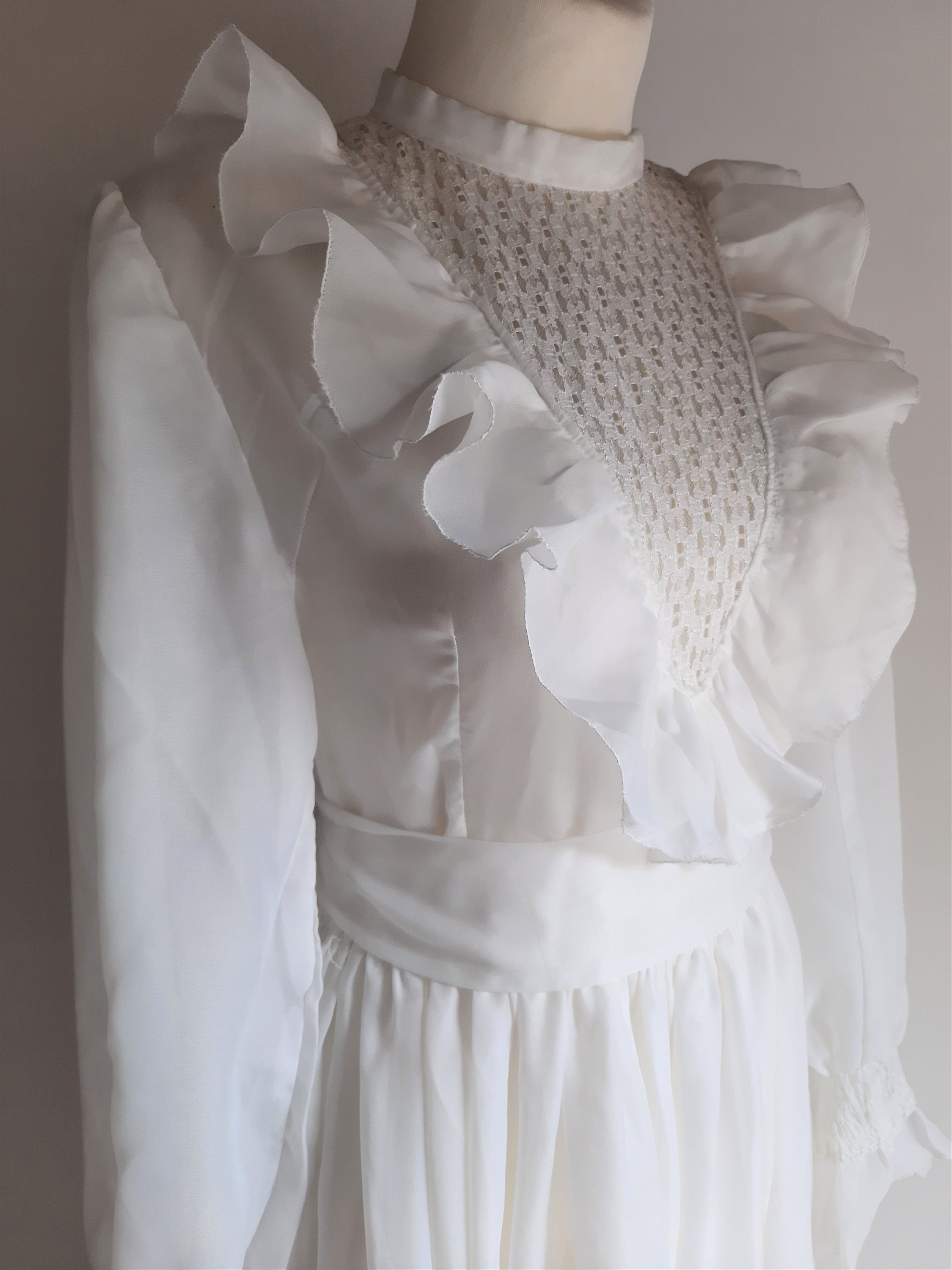 Vintage 1970s White Ruffle Lace Long Wedding Dress Gunne Sax - Etsy