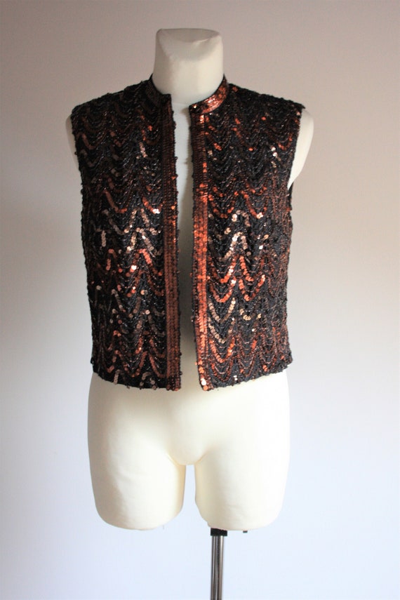 Lucie Linden vintage 1990s sequin beaded brown par
