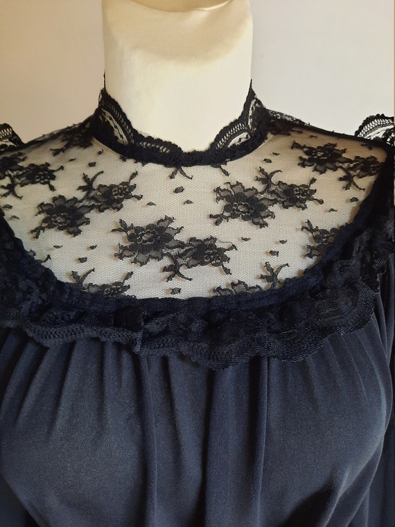 Horrockses Fashions vintage 1970s black lace high… - image 5