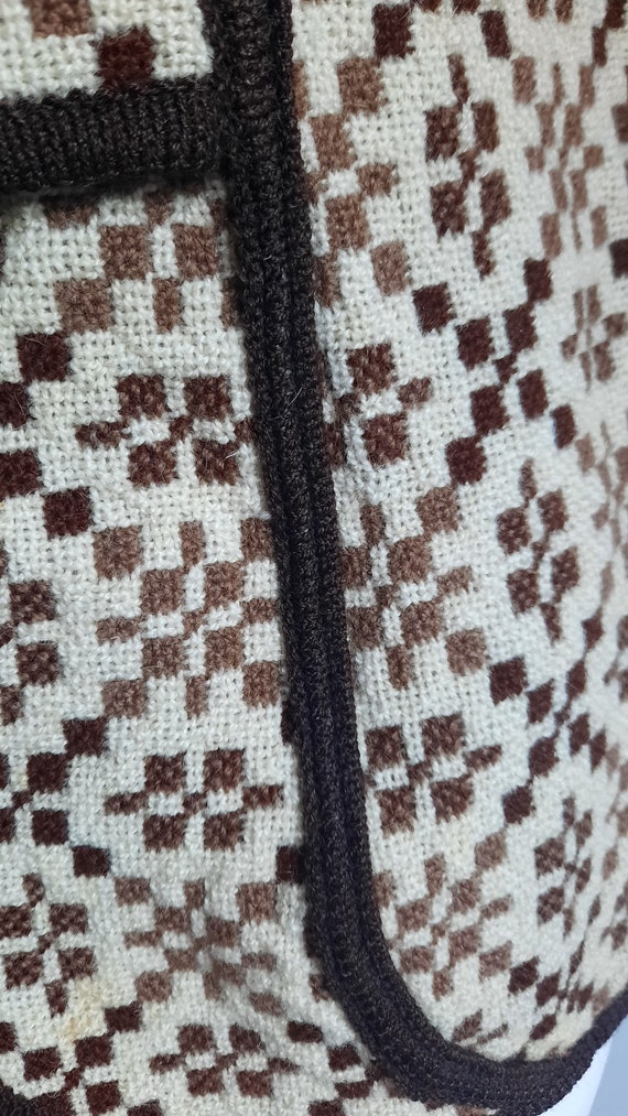 Welsh wool vintage 1960s 1970s beige brown printe… - image 5