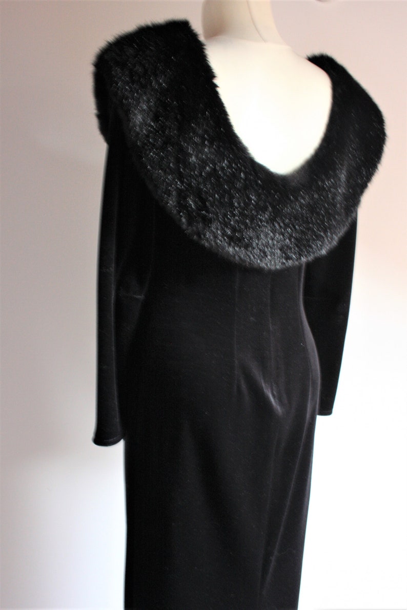 Frank Usher vintage 1980s elegant long black velvet dress faux | Etsy