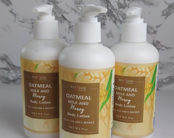 Oatmeal Milk Honey Lotion Custom Make Your Own Body Lotion, Shea Honey Emollients, Smooth Lotion Self-Care, 1 Bottle