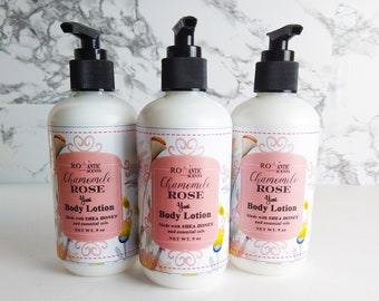 Chamomile Rose Body Lotion Yoni Custom Make Your Own Lotion, Essential Oils, Shea Honey, Smooth Lotion Natural Skincare, 1 Bottle