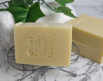 Goat Milk Soap, Unscented Soap Handmade Natural Skincare, Artisan Soap, Honey, Mango Butter, Cocoa Butter, Extra Virgin Olive Oil, 1 Bar