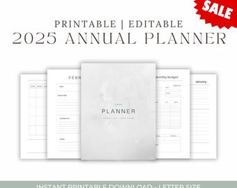 Planificador anual "Tu vida, tu plan" 2025 / Planificador de objetivos imprimible de 76 páginas / Seguimiento de presupuesto, Superación personal / Descarga digital en PDF editable