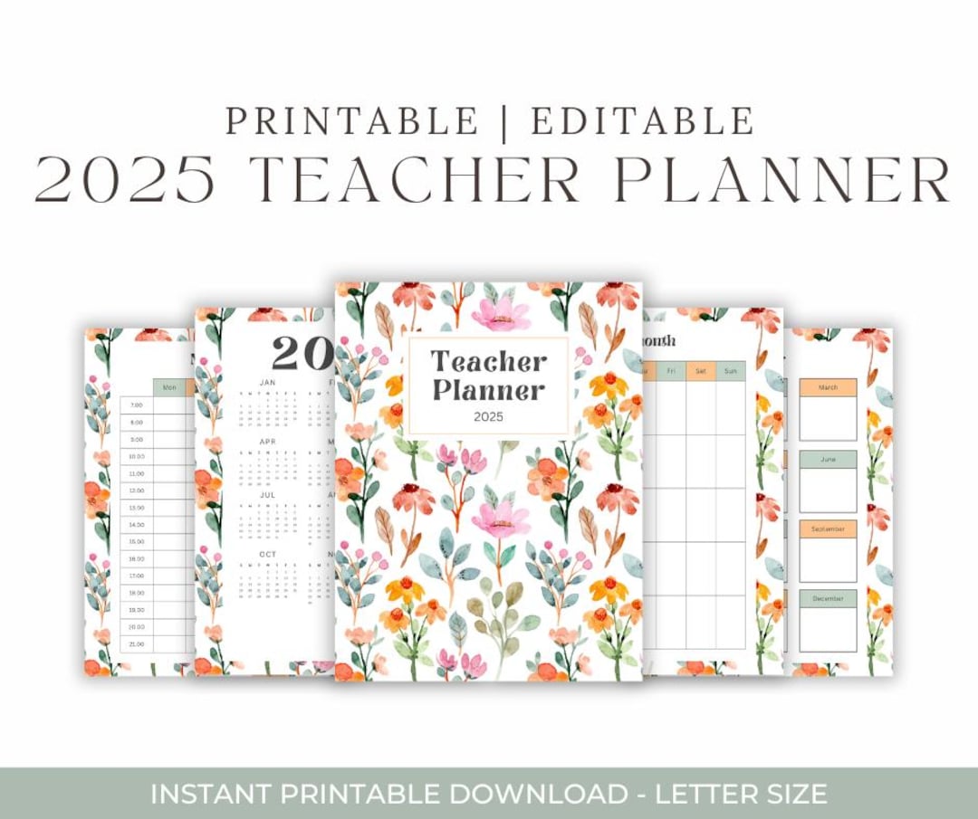 Teacher Planner 2025 Printable | 39 Page Teacher Binder | Green Orange ...