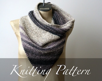 Bonita Bandana Scarf Knitting Pattern – Button Cowl, Linen Blend (PDF Pattern)