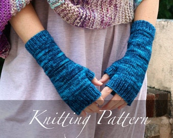 Knitting Pattern: Countryside Mitts ~ Hand Knit Merino Wool Gloves Open Mittens Long Arm Cuffs Wrist Warmers Warm Winter Accessory Outerwear