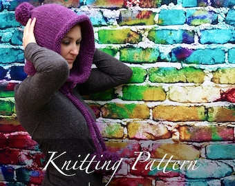 Knitting Pattern - The Winter Sparkle Hood - Knit Hat Pattern - Merino Hood - Hood Pattern - Women Hat - Winter Hat - Knit Hood - Bulky Wool