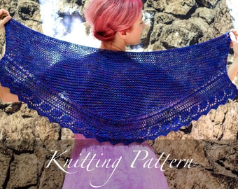 Selene Beaded Lace Shawl Knitting Pattern – Boho Fichu, Women's Wrap (PDF Pattern)