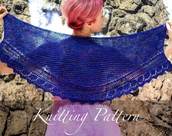 Knitting Pattern - The Selene Shawl - Shawl Pattern - Lace Pattern - Beaded Shawl - Shawlette Pattern - Lace Shawl - Fichu Pattern - Boho