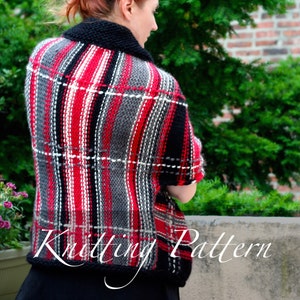 Knitting Pattern - The Tartan Cardi Wrap - Cardigan Pattern - Sweater Pattern - Jacket Pattern - Tartan Pattern - Knit Sweater - Striped