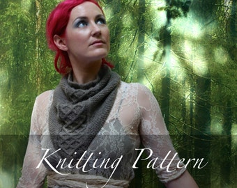 The Gwrtheyrn Cowl - Celtic Cable DK Weight Bandana Scarf Knitting Pattern (PDF Pattern)