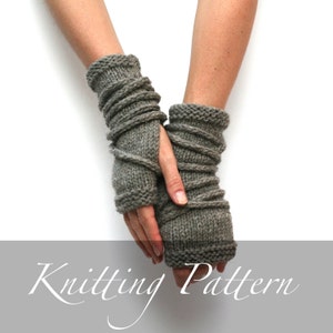 Knitting Pattern Wrap Gauntlets Fingerless Gloves Pattern Knit Gloves Apocalypse Knitting Open Mittens Arm Warmers Pattern image 1