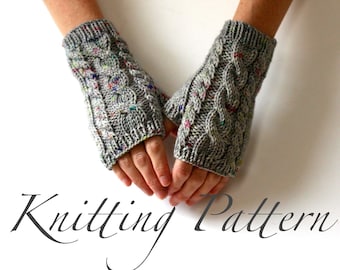 Cabled delight mitts fingerless gloves worsted weight Knitting PDF Pattern