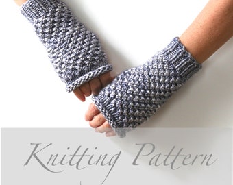 Knitting Pattern: Amna Mitts - Knit Gloves - Merino Wool Mittens - Long Arm Cuffs - Wrist Warmers - Winter Accessory - Textured Outerwear