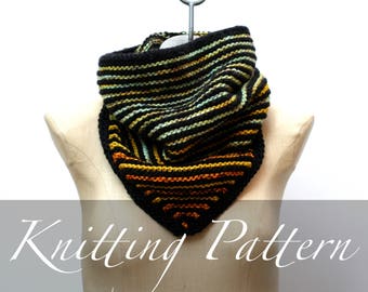 Knitting Pattern - Changeling Cowl - Scarf Pattern - Bandana Scarf - Bandana Pattern - Merino Scarf - Striped Scarf - Amy LaRoux Pattern