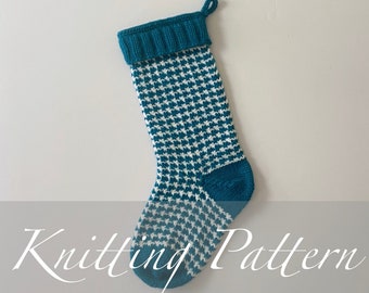 Houndstooth Christmas Stocking Knitting Pattern: Bulky Weight (PDF Pattern)