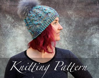 Entwined Cabled Beanie Knitting Pattern – Beaded Winter Hat (PDF Pattern)