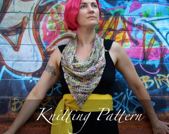 Knitting Pattern - Phaedra Bandana Cowl - Bandana Pattern - Scarf Pattern - Oversize Bandana - Infinity Scarf - Triangle Scarf - Lace Scarf