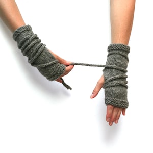 Knitting Pattern Wrap Gauntlets Fingerless Gloves Pattern Knit Gloves Apocalypse Knitting Open Mittens Arm Warmers Pattern image 4