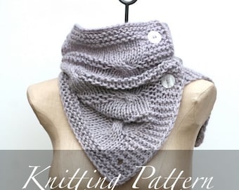 Cabeletta Scarf Knitting Pattern: Cable Button Cowl (PDF Pattern)