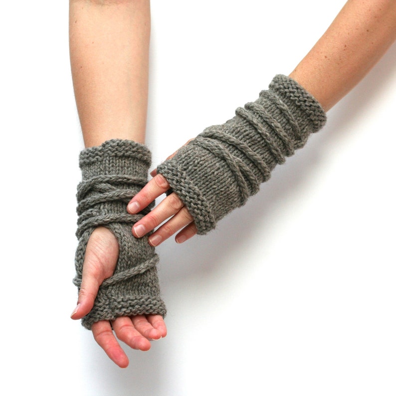 Knitting Pattern Wrap Gauntlets Fingerless Gloves Pattern Knit Gloves Apocalypse Knitting Open Mittens Arm Warmers Pattern image 3