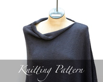 Seaside Poncho Asymmetrical Knitting Pattern (PDF Pattern)