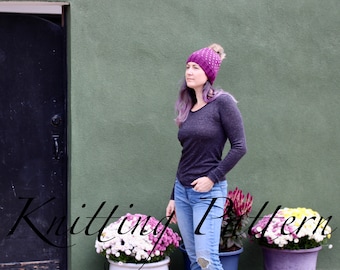 Dots Hat Knitting Pattern – Bulky Yarn Unisex Beanie (PDF Pattern)