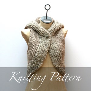 Knitting Pattern - The Genevieve Hooded Vest - Vest Pattern - Sleeveless Sweater Pattern - Hooded Sweater - Fur Vest - Vest with Hood - Boho