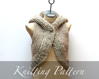 Genevieve Hooded Vest Knitting Pattern – Boho Fur Collar (PDF Pattern)