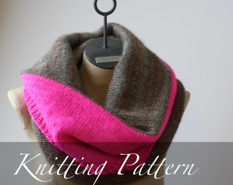 Color Block Blanket Cowl Knitting Pattern: Oversized Worsted Scarf (PDF Pattern)