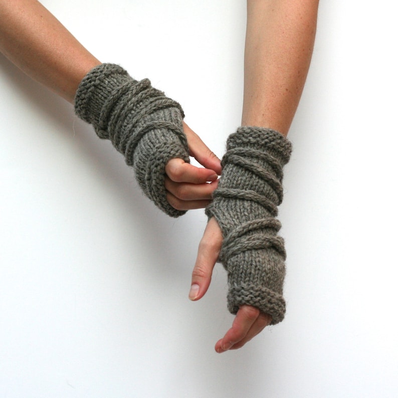 Knitting Pattern Wrap Gauntlets Fingerless Gloves Pattern Knit Gloves Apocalypse Knitting Open Mittens Arm Warmers Pattern image 5