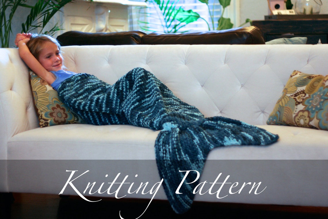 Knitting Pattern Mermaid Tail Blanket Mermaid Blanket Etsy